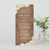  Daisies White Floral Rustic Wood Wedding Programma (Staand voorkant)