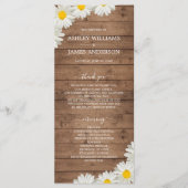  Daisies White Floral Rustic Wood Wedding Programma (Voorkant)