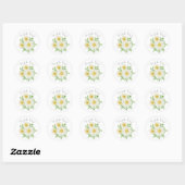 Daisies White Floral Theme Bedankt Ronde Sticker (Vel)