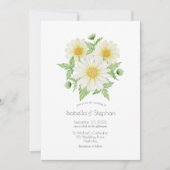 Daisies White Yellow Floral Script Wedding Invitat Kaart (Voorkant)