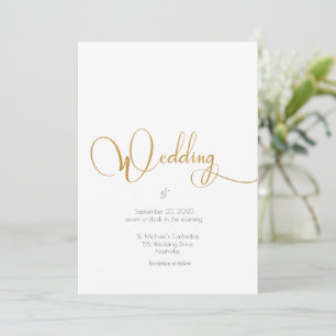 Daisies White Yellow Floral Script Wedding Invitat Kaart