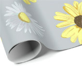 Daisies White Yellow op grijs omslagpapier Cadeaupapier (Rol Hoek)