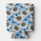 Daisies, wilde bloemen op blauw blikjeskoeler (Achterkant)