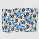 Daisies, wilde bloemen op blauw golfhanddoek (Horizontaal)