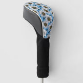 Daisies, wilde bloemen op blauw golfheadcover (Schuin)