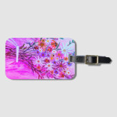 Daisies Wildflower Bouquet Waterverf Roze Bagagelabel (Voorkant (horizontaal))