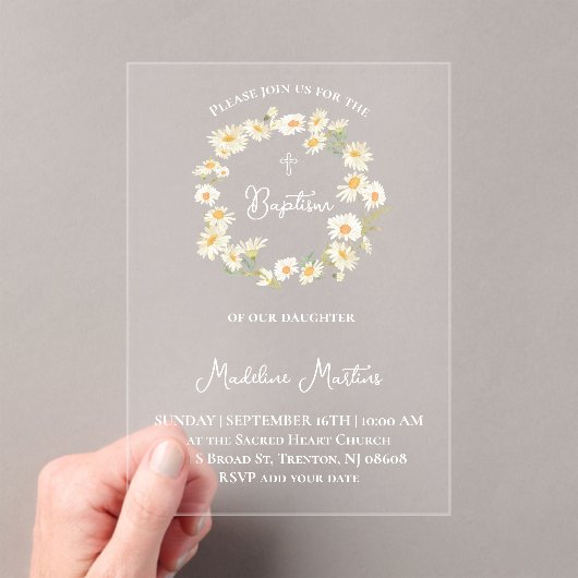 daisies wreath Baptism Invitation (In situ (ordinateur de poche))