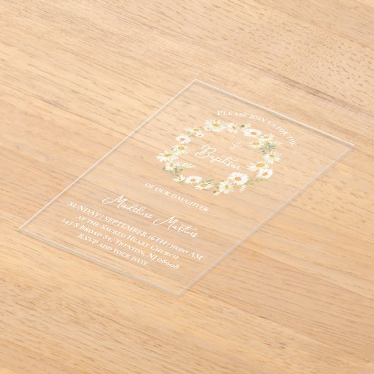 daisies wreath Baptism Invitation (Poser)