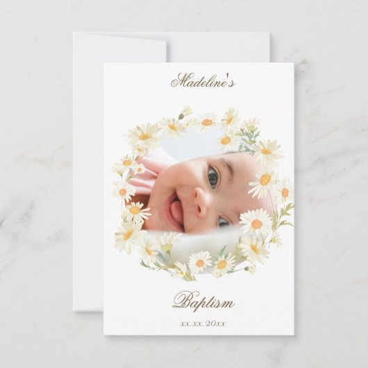 daisies wreath Baptism small thank you card Kaart (Voorkant)