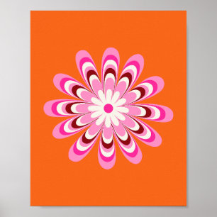 Daisy 04 Sinaasappel en roze Poster