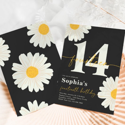 Daisy 14th Birthday Invitation Kaart