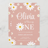 Daisy 1e verjaardag bewerkbare uitnodiging (Voorkant / Achterkant)