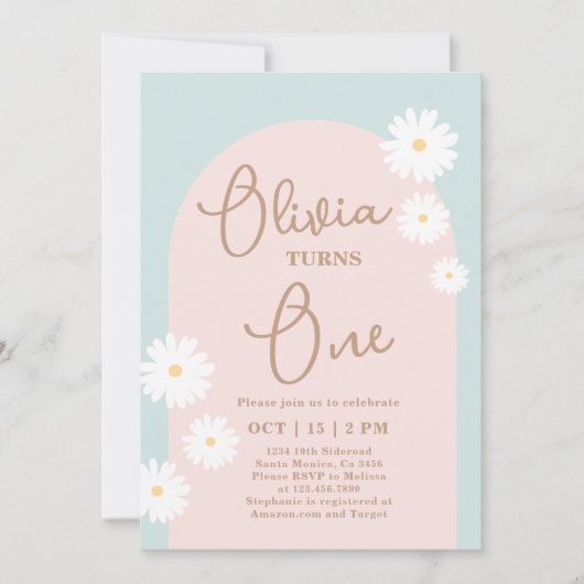 Daisy 1er anniversaire Invitation (Devant)