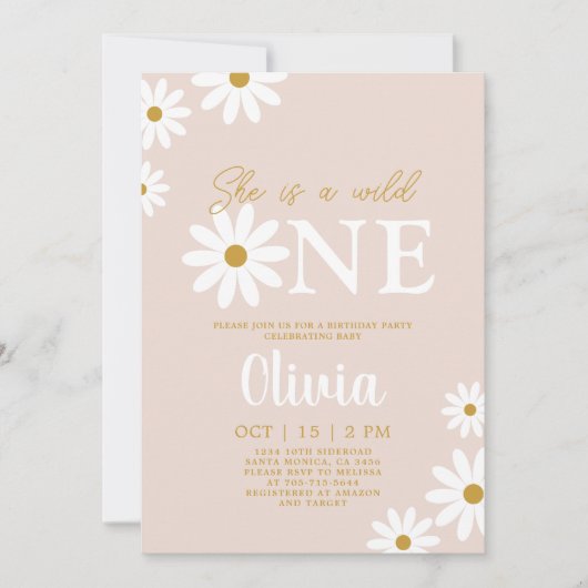 Daisy 1er anniversaire Invitation (Devant)