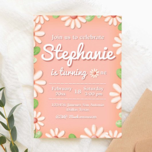 Daisy 1er Anniversaire Invitation fille