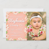 Daisy 1er Anniversaire Invitation fille avec photo (Devant)