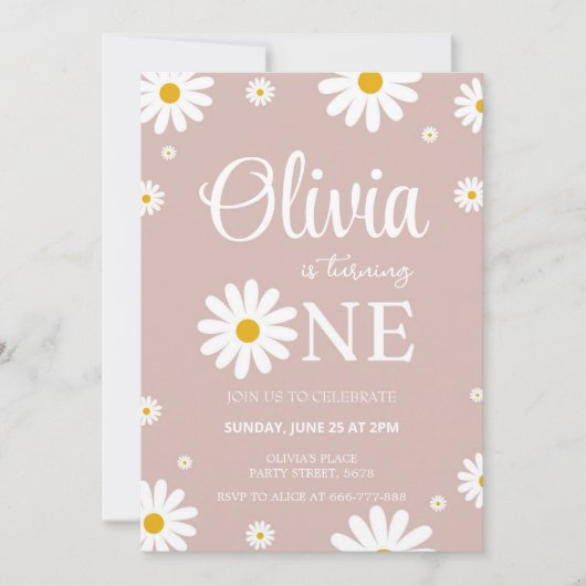 Daisy 1er anniversaire Invitation modifiable (Devant)