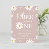 Daisy 1er anniversaire Invitation modifiable (Debout devant)
