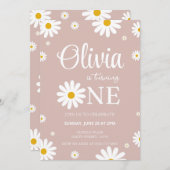 Daisy 1er anniversaire Invitation modifiable (Devant / Derrière)