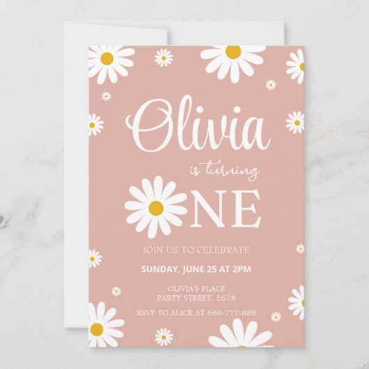 Daisy 1er anniversaire Invitation modifiable (Devant)