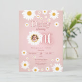 Daisy 1er Anniversaire Photo Invitation (Debout devant)