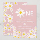 Daisy 1er Baby Girl Invitation Anniversaire (Devant / Derrière)