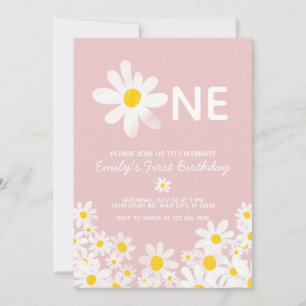 Daisy 1st Baby Girl Birthday Uitnodiging