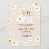 Daisy 1st Birthday Uitnodiging (Voorkant / Achterkant)