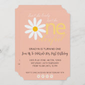 Daisy 1st Lovely One Birthday Invite Kaart (Voorkant / Achterkant)