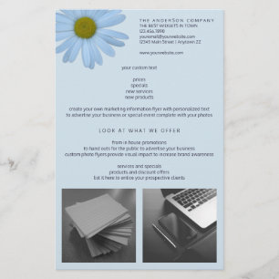Daisy 2 Blue Floral Simple Moderne Your 2 Photo Flyer