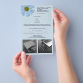 Daisy 2 Blue Floral Simple Moderne Your 2 Photo Flyer (Hand)