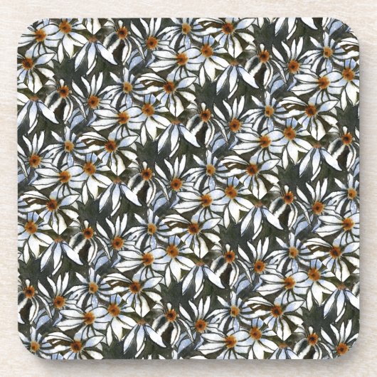 "Daisy #2 Tiled Pattern" Floral Onderzetter set (Voorkant)