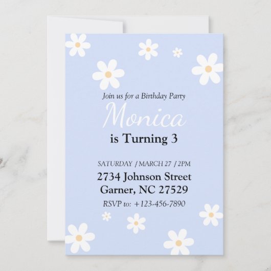 Daisy 3e anniversaire Invitation Flower (Devant)