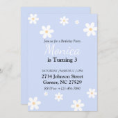 Daisy 3rd Birthday Invitation Flower Kaart (Voorkant / Achterkant)