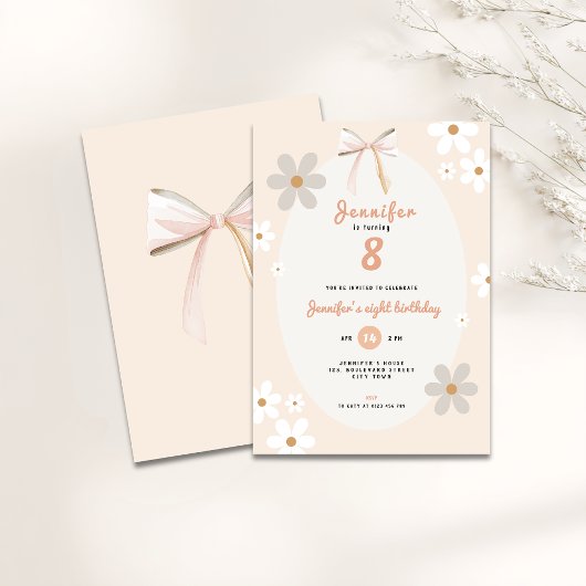 Daisy 8th Birthday Floral Invitation for Girls