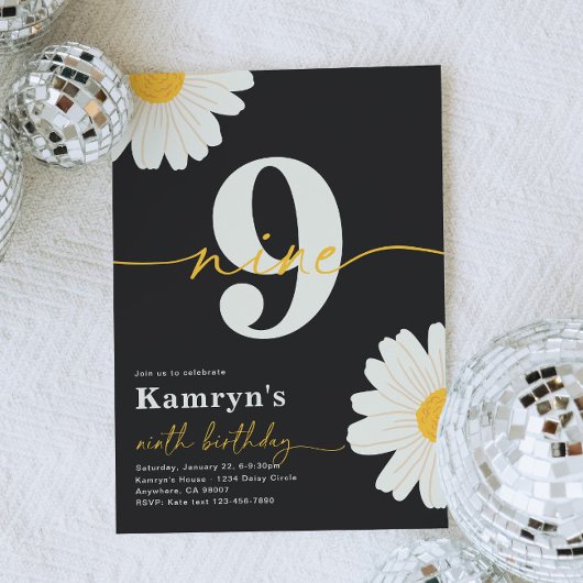 Daisy 9e anniversaire Invitation