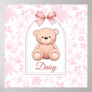Daisy   Aangepaste Roze Teddybeer-kinderkamerontwe Poster
