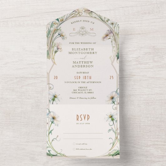 Daisy All in One Faire-part de mariage par Mucha (À l'intérieur)