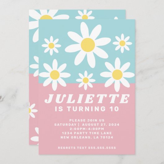 Daisy Amusement Anniversaire Fête Invitation (Devant / Derrière)