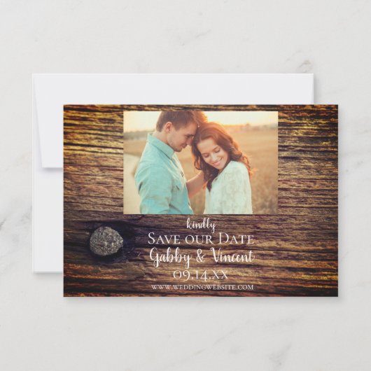 Daisy and Barn Wood Country Weddenschap Save the D Save The Date (Achterkant)