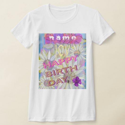 Daisy and Daffodils: Personaliseer Birthday T-Shir T-shirt (Laagn)