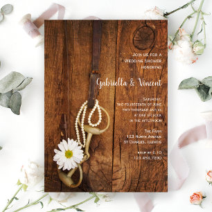 Daisy and Horse Bit Country Westerne Wedding Showe Kaart