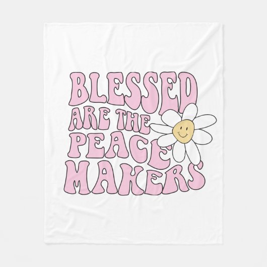 Daisy and Peace Makers Slogan Fleece Deken (Voorkant)