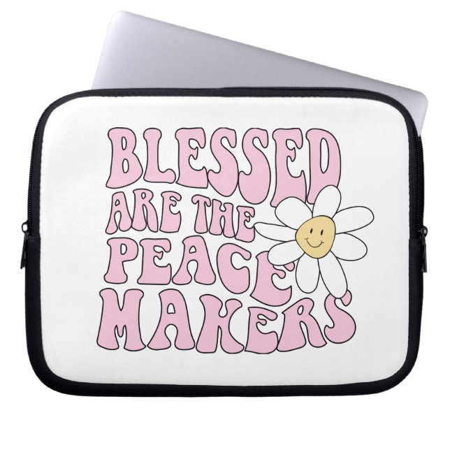 Daisy and Peace Makers Slogan Laptop Sleeve (Voorkant)