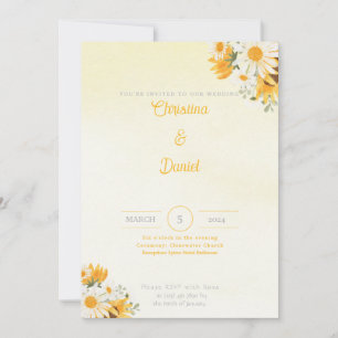 Daisy and Sunflower Wedding Invitting Kaart