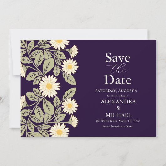 Daisy Art Nouveau bruiloft Save The Date (Voorkant)