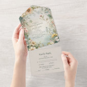 Daisy Art Nouveau Mucha bruiloft All In One Uitnodiging (Afscheurbaar)