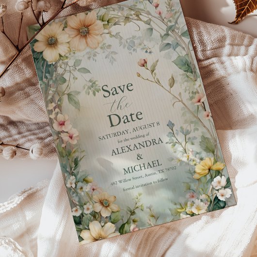  Daisy Art Nouveau Mucha bruiloft Save The Date