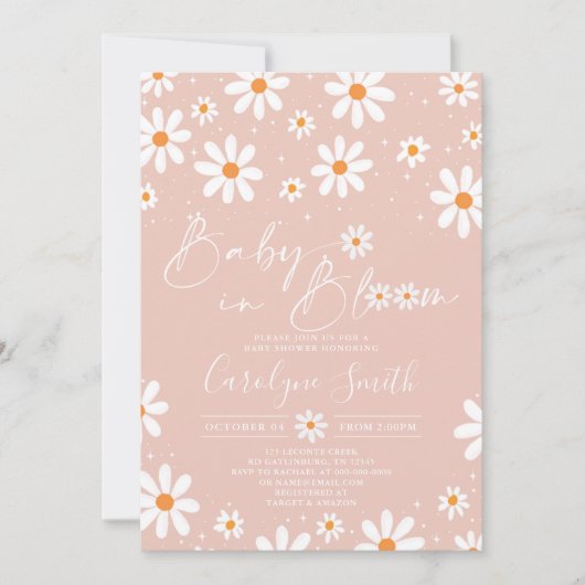 Daisy Baby in florom Boho Baby shower Invitation (Devant)