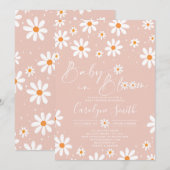 Daisy Baby in florom Boho Baby shower Invitation (Devant / Derrière)